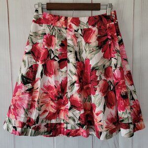 White House Black Market Fully Lined Floral Midi Skirt, Women’s 2, Zip-Up Back